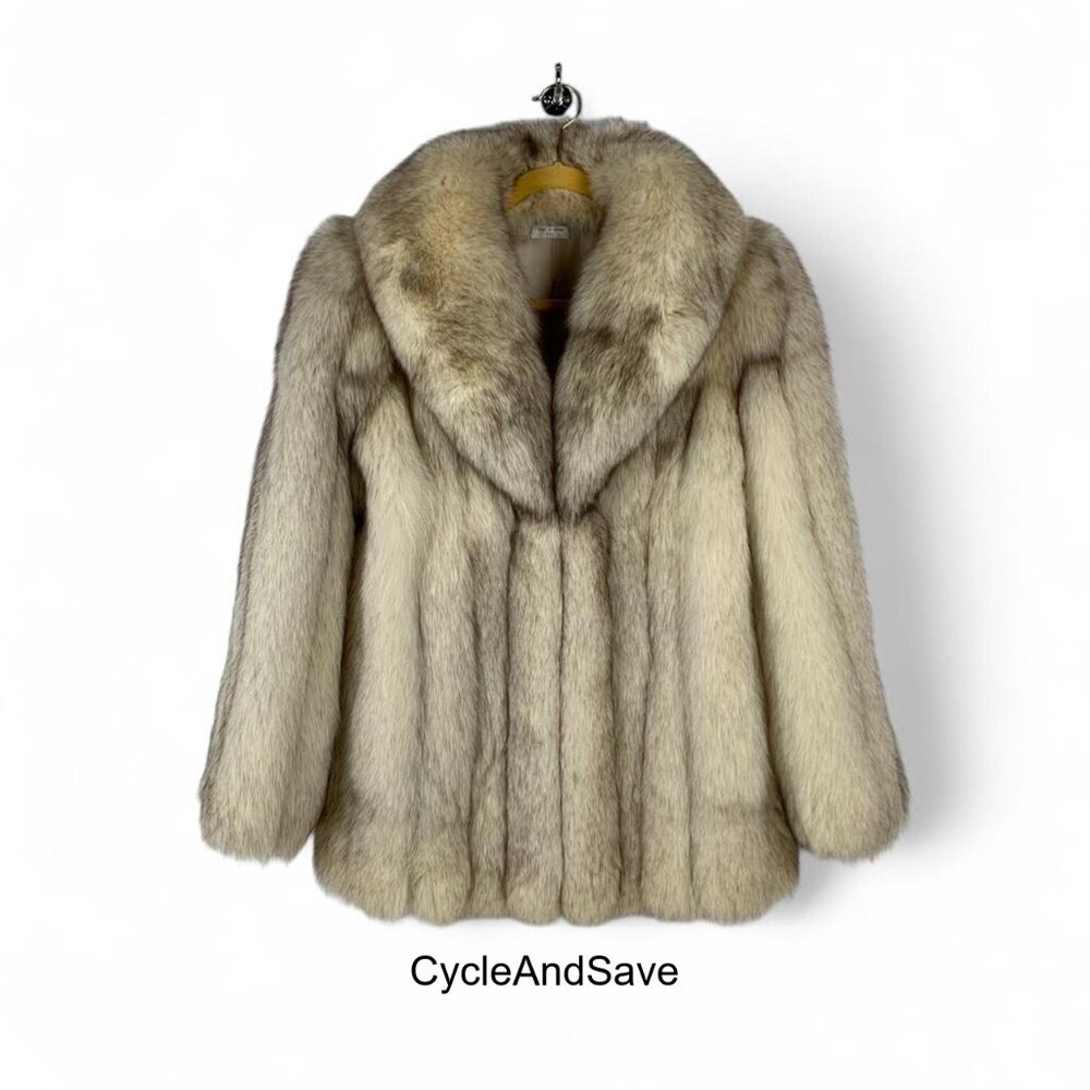 Vintage Finds Tan & Cream Fox Fur Coat - Luxurious Oversized Winter Statement Pi